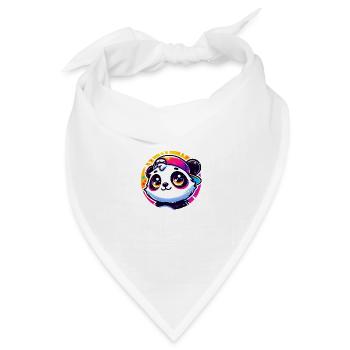 Kawaii Panda mit Kappe - Bandana Dreieckstuch - Weiß - Vorne