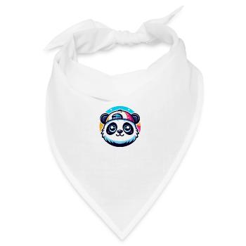 Kawaii Panda mit Kappe - Bandana Dreieckstuch - Weiß - Vorne