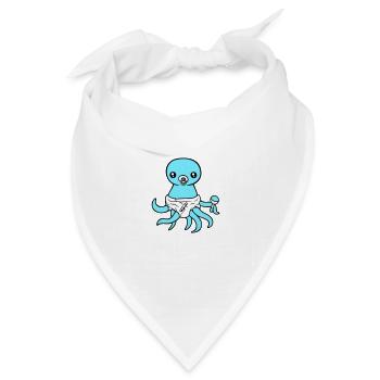 Oktopus Baby Rassel Windel Schnuller Kind geboren - Bandana Dreieckstuch - Weiß - Vorne