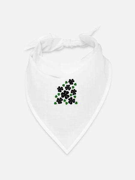 Kleeblätter - Bandana Dreieckstuch - Weiß