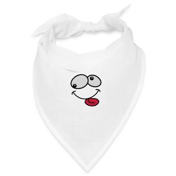 Dummes Verrücktes Grimasse Comic Cartoon Gesicht - Bandana Dreieckstuch - Weiß - Vorne