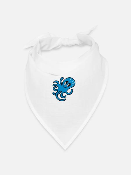 Krake - Tintenfisch 3 - Bandana Dreieckstuch - Weiß