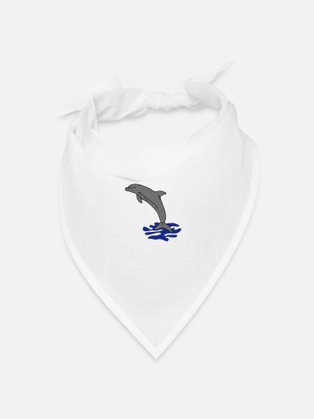 springender Delphin Delfin jumping dolphin - Bandana Dreieckstuch - Weiß
