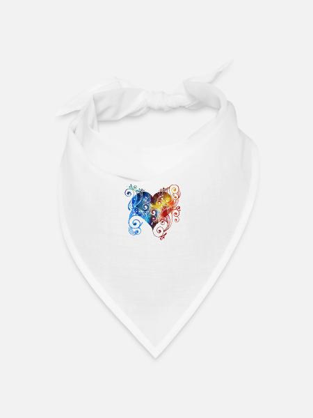 Buntes Herz - Bandana Dreieckstuch - Weiß