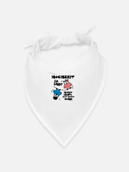 Eulen Hochzeit - ja und? - Bandana Dreieckstuch - Weiß