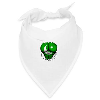 Pakistan Flagge Gerippt Muskeln - Bandana Dreieckstuch - Weiß - Vorne