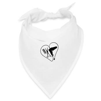 Herz für Friseure / heart 4 hairstyling (1c) - Bandana Dreieckstuch - Weiß - Vorne