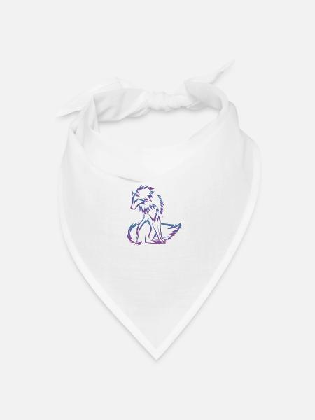 Wolf - Bandana Dreieckstuch - Weiß