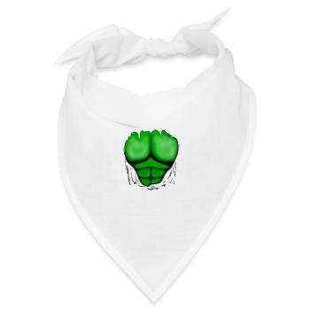 Gerippt Muskeln Grün, muskulöse, Brust-T-Shirt - Bandana Dreieckstuch - Weiß - Vorne