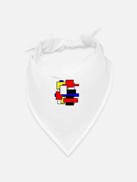 Mondrian Inpiration 2. Auflage - Bandana Dreieckstuch - Weiß
