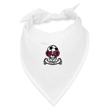 Fußball Kopf des Todes Totenkopf Lünette Banner Ball - Bandana Dreieckstuch - Weiß - Vorne