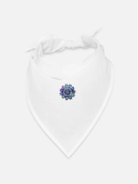 Mandala Federn dunkelblau - Bandana Dreieckstuch - Weiß