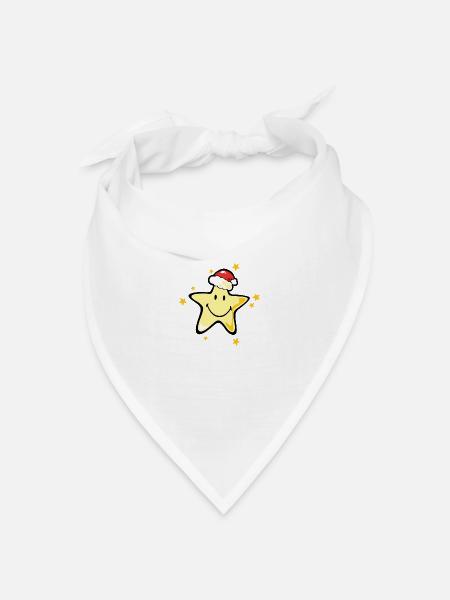 Smiley Christmas Star - Bandana Dreieckstuch - Weiß