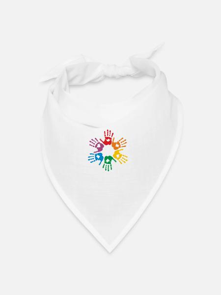 Regenbogen Handabdruck - Bandana Dreieckstuch - Weiß