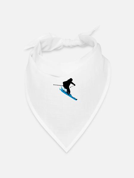 Skifahrer, skifahren - Bandana Dreieckstuch - Weiß