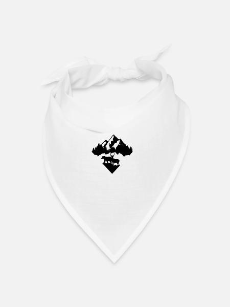 Bär, Hirsch, Wald und Berge - Bandana Dreieckstuch - Weiß