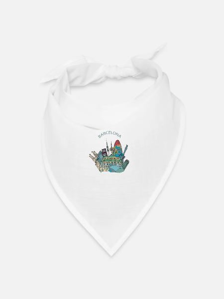 Skyline von Barcelona - Bandana Dreieckstuch - Weiß