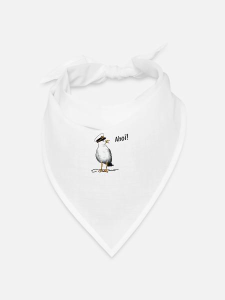 Möwe, ahoi, Kapitän, Meer - Bandana Dreieckstuch - Weiß