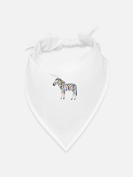 Buntes Zebra - Bandana Dreieckstuch - Weiß