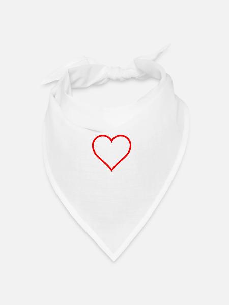 Rotes Herz der Liebe - Bandana Dreieckstuch - Weiß