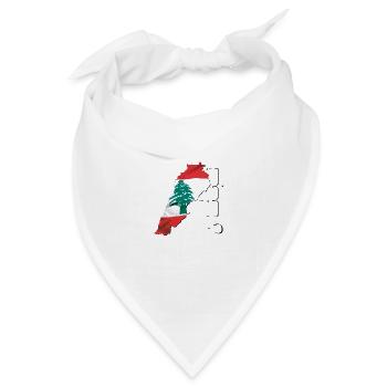 Libanon Flagge in der Libanon Landkarte LB - Bandana Dreieckstuch - Weiß - Vorne