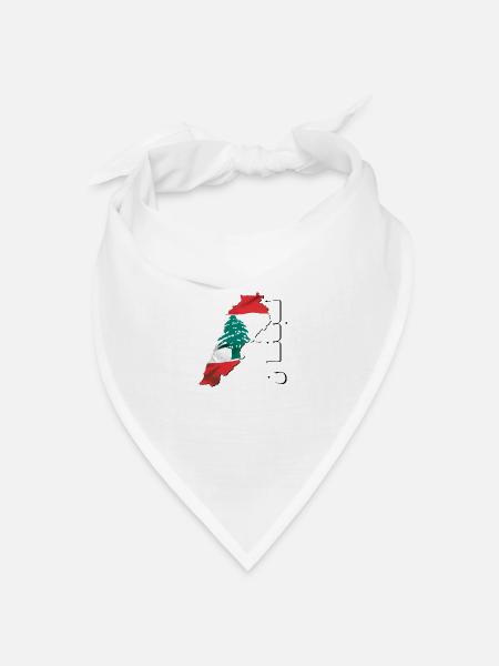 Libanon Flagge in der Libanon Landkarte LB - Bandana Dreieckstuch - Weiß