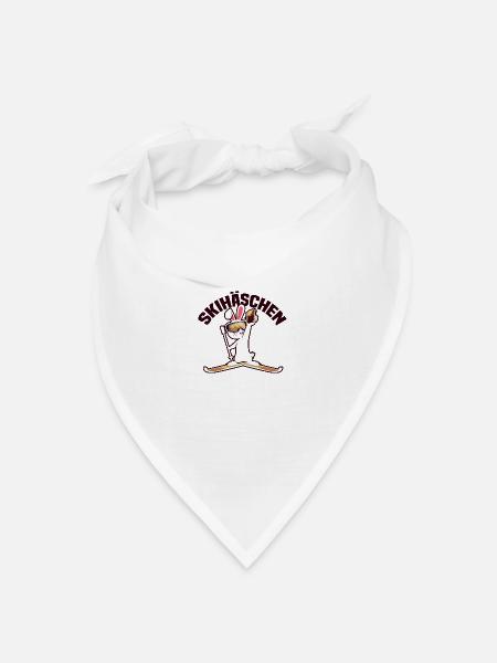 Skihaserl Skihase Skihasen Skihäschen Skifahrerin - Bandana Dreieckstuch - Weiß
