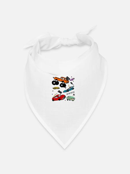 Fahrzeuge Zeichnung - Bandana Dreieckstuch - Weiß