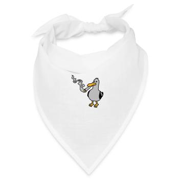 Kiffer Möwe Hanf rauchen - Bandana Dreieckstuch - Weiß - Vorne