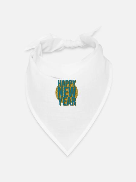 Silvester Glitzer Neujahr Guten Rutsch Geschenk - Bandana Dreieckstuch - Weiß