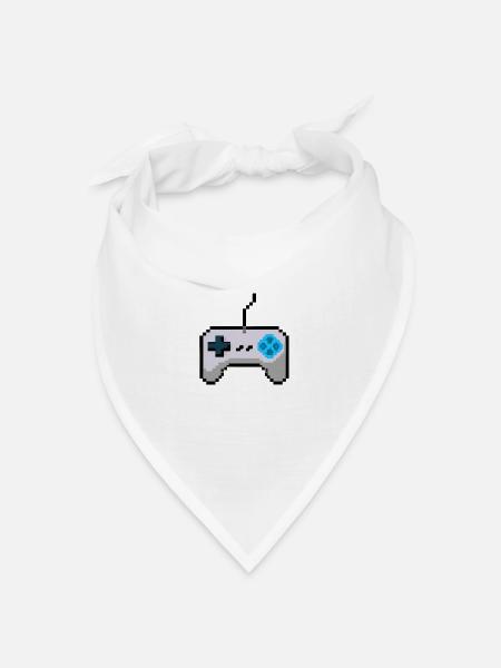 Pixelart Gamecontroller - Bandana Dreieckstuch - Weiß