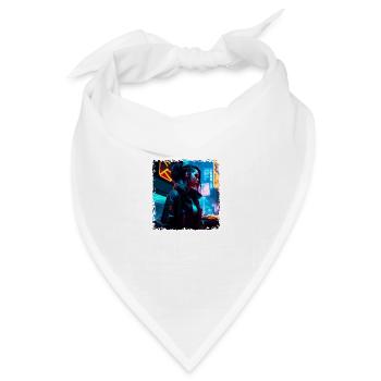 Sci-Fi Neon Artwork mit einem jungen Punk in Neon - Bandana Dreieckstuch - Weiß - Vorne