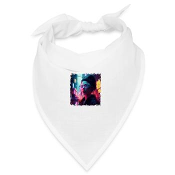 Punk Häckerin im High Tech Cyberspace - Bandana Dreieckstuch - Weiß - Vorne