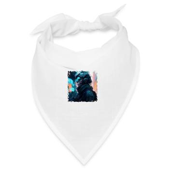 Kriegerin und Soldat in Zukunft als Sci-Fi Artwork - Bandana Dreieckstuch - Weiß - Vorne