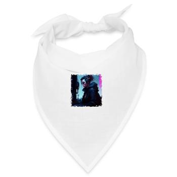 Sci-Fi Technikfreak in dystopischer High Tech Welt - Bandana Dreieckstuch - Weiß - Vorne