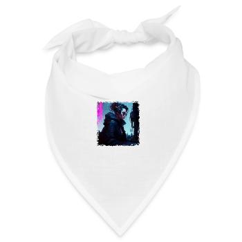 Eine weibliche Soldatin der Zukunft im Untergrund - Bandana Dreieckstuch - Weiß - Vorne