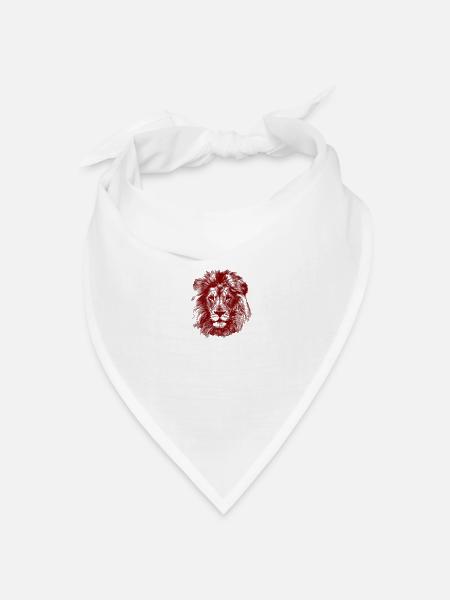 Löwe Rot - Bandana Dreieckstuch - Weiß