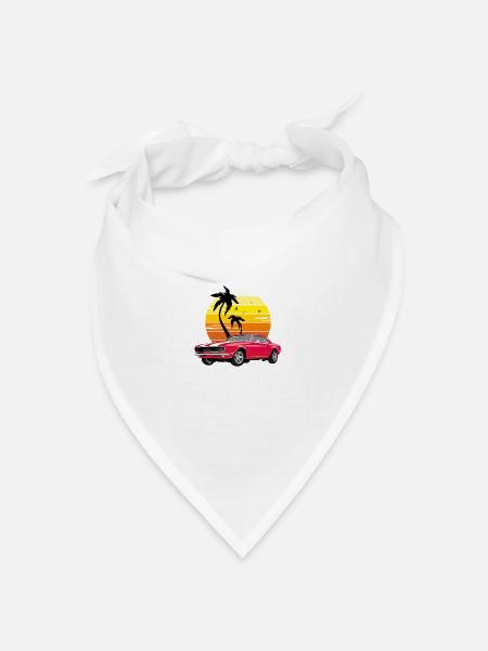 Klassisches rotes Retro-Auto - Bandana Dreieckstuch - Weiß