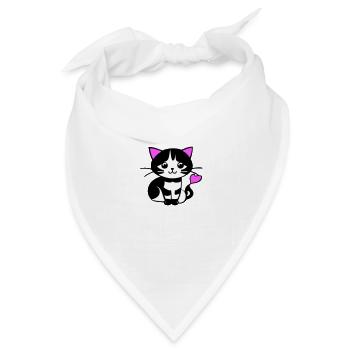 Süße Katze im Comic Stiel - Bandana Dreieckstuch - Weiß - Vorne