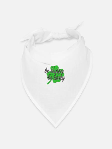 Vier Blättriges Kleeblatt Be Happy Be Lucky - Bandana Dreieckstuch - Weiß