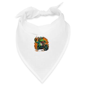 Frosch mit Bier auf Motorrad - Bandana Dreieckstuch - Weiß - Vorne
