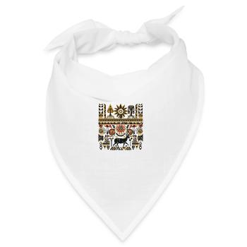 Afrikanische Folklore - Bandana Dreieckstuch - Weiß - Vorne