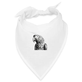 Papagei mit Bleistift - Bandana Dreieckstuch - Weiß - Vorne
