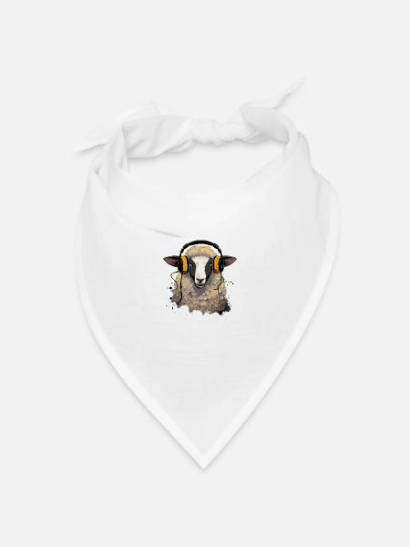 Beki das audiophile Schaf - Bandana Dreieckstuch - Weiß
