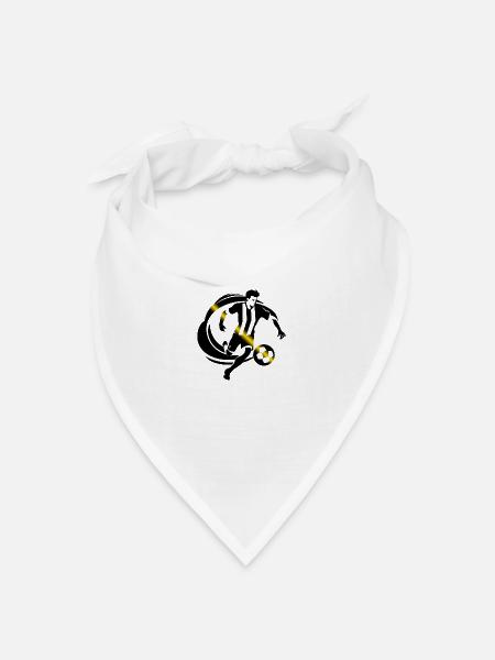 Fußballer schwarz gelb Fuß - Bandana Dreieckstuch - Weiß
