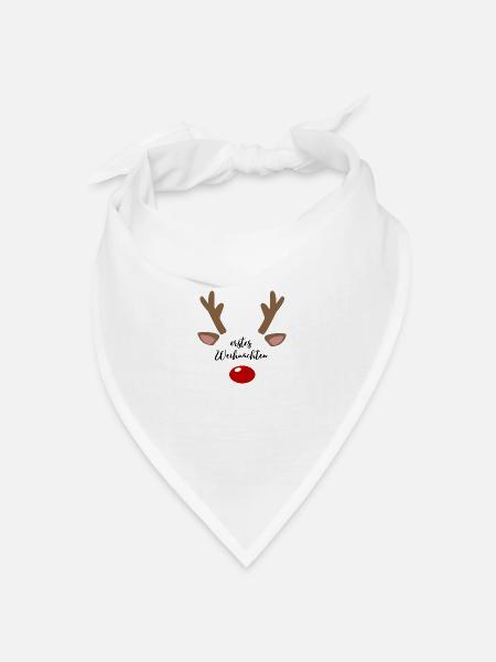 Erstes Weihnachten Aufdruck Rentier - Bandana Dreieckstuch - Weiß