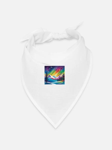 Arktische Aurora - Bandana Dreieckstuch - Weiß