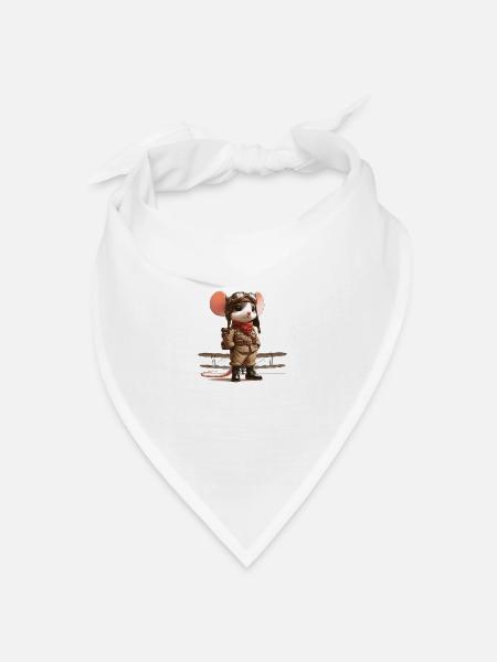 Cute Mouse Pilot - Bandana Dreieckstuch - Weiß