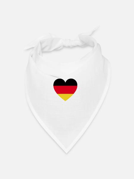 Deutschland Herz - EM Fans - Bandana Dreieckstuch - Weiß