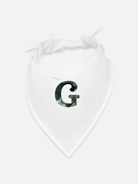 Buchstabe g grün marmoriert - Bandana Dreieckstuch - Weiß